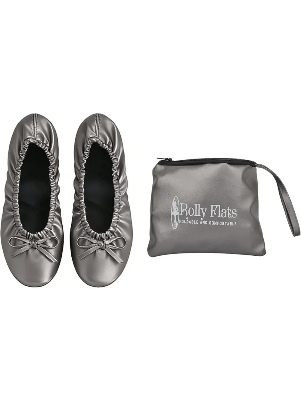 Women's Space Grey Fit in Your Purse Round Toe Casual Foldable Ballet Flat Shoes